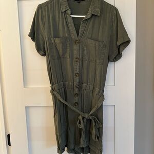 Olive Green Button-Up Romper